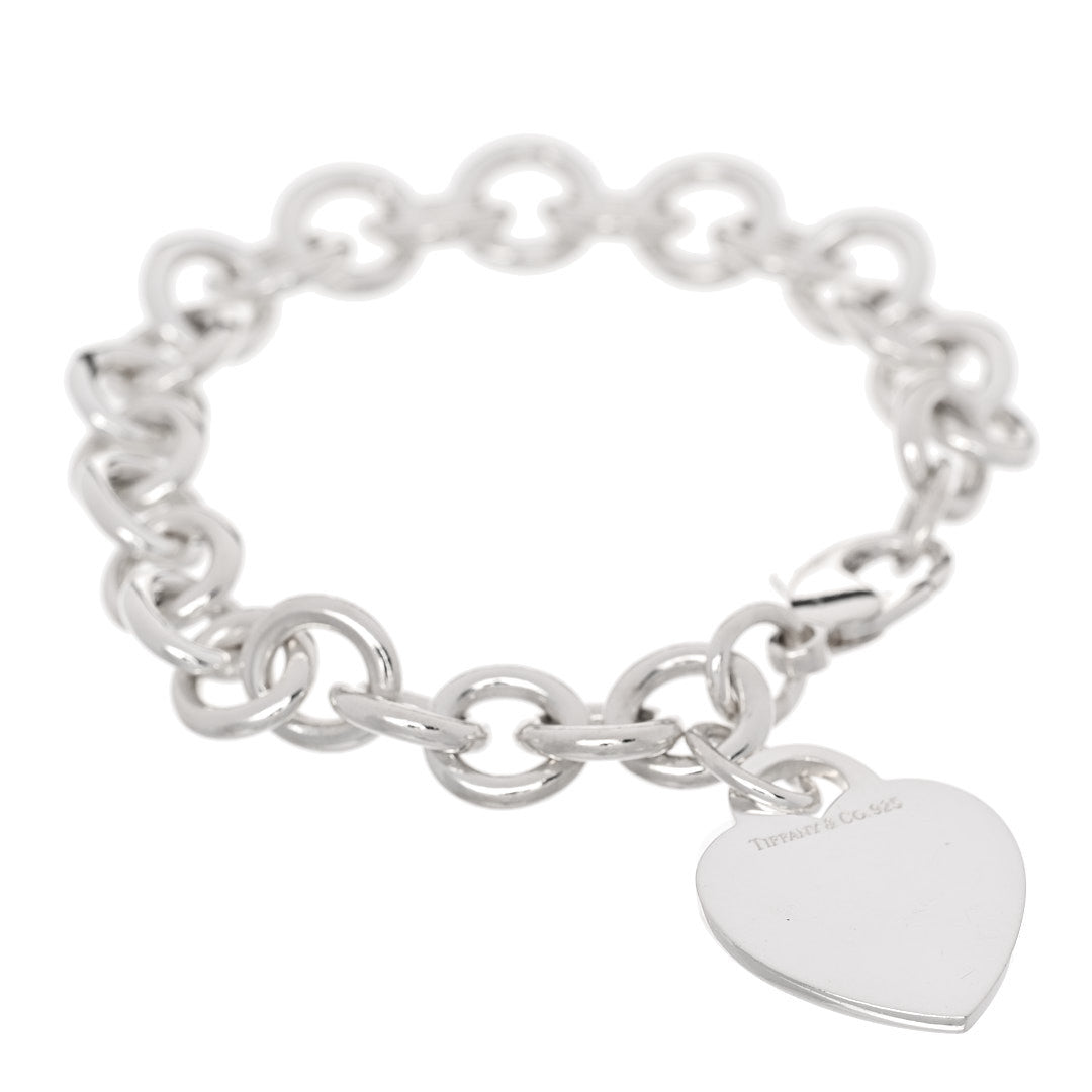 Sterling Silver Heart Tag Charm Bracelet