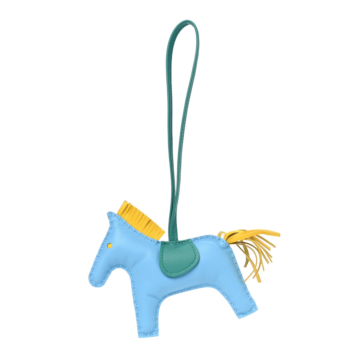 Milo Lambskin Grigri Rodeo Horse Bag Charm MM Celeste Jaune de Naples Vert Verone
