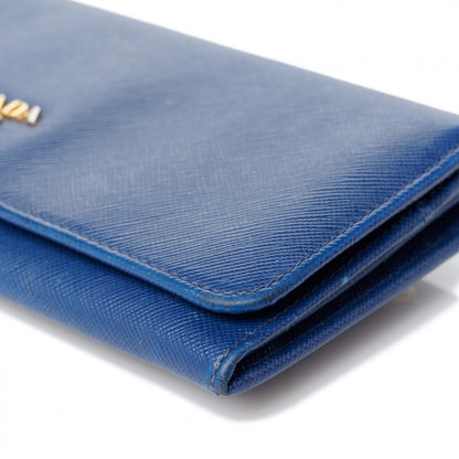 Prada Saffiano Metal Continental Flap Wallet Bleuette 9 of 14