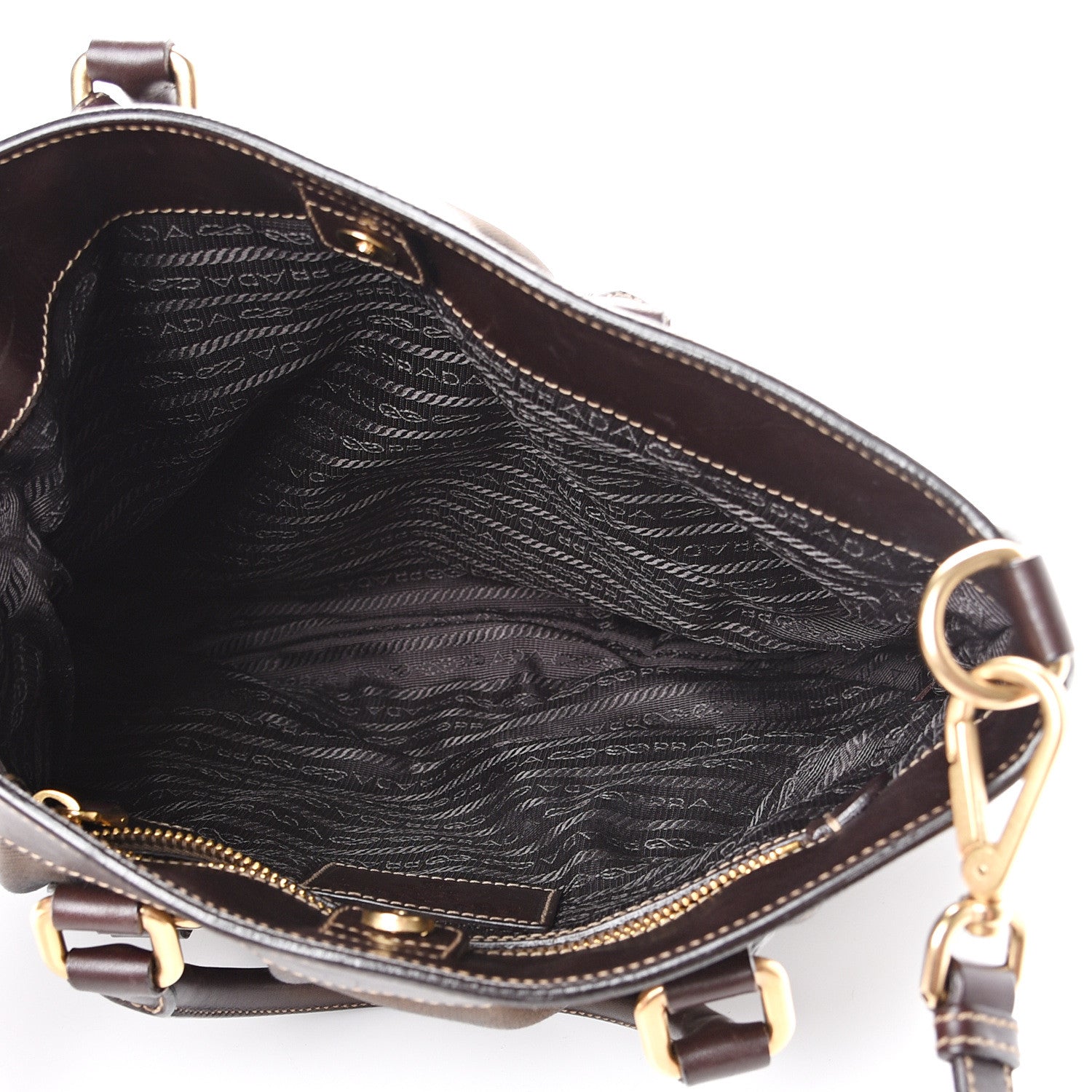 Prada Jacquard Logo Tote Brown 4 of 14