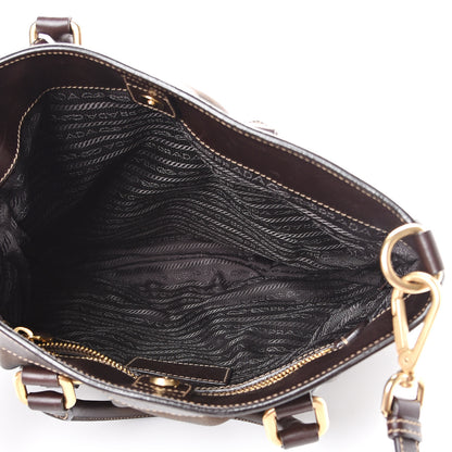 Prada Jacquard Logo Tote Brown 4 of 14