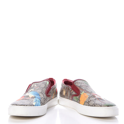 Gucci GG Supreme Monogram Tian Mens Dublin Slip On Sneakers 13 Beige Multicolor Red 5 of 14