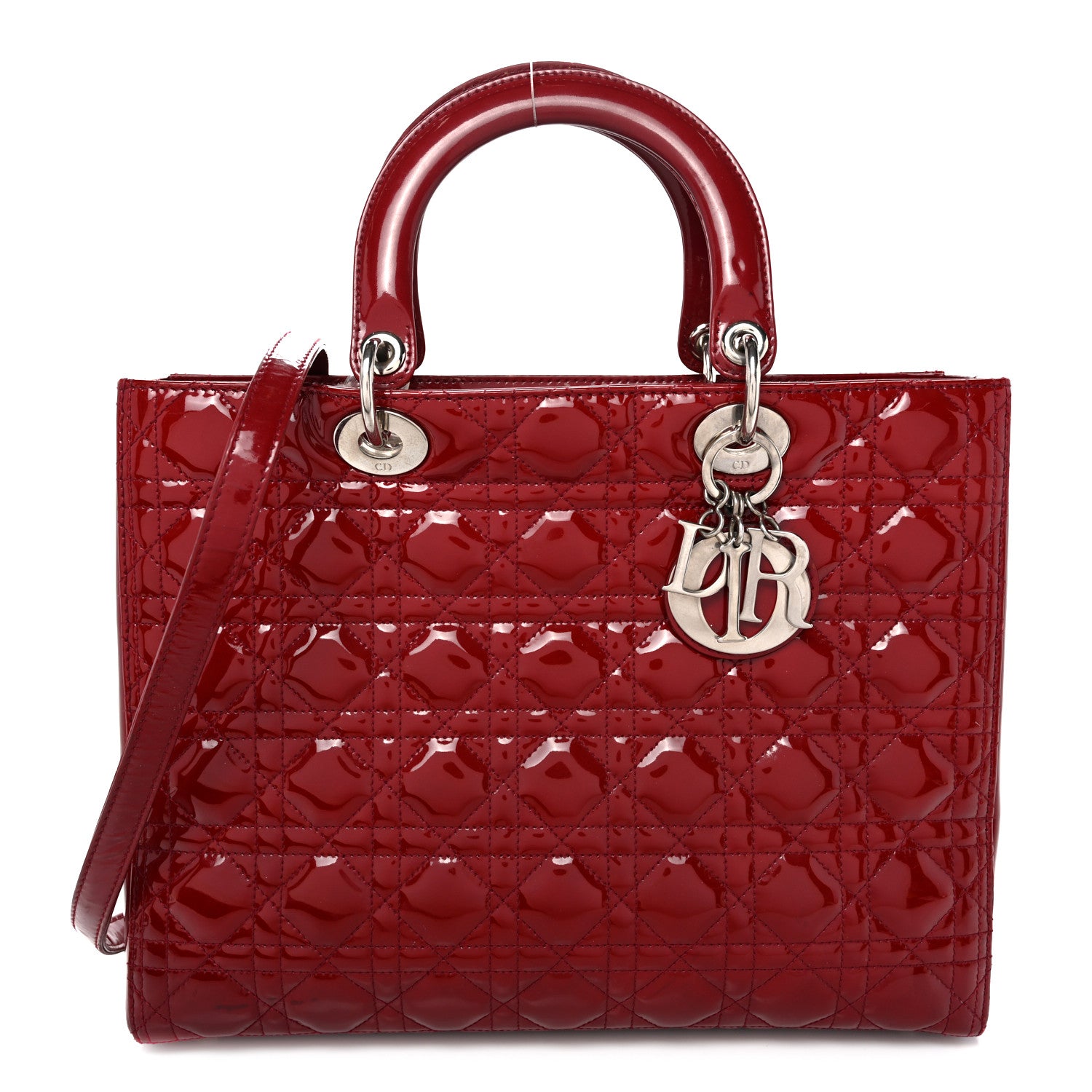 Christian Dior Patent Cannage Large Lady Dior Red 1 of 12