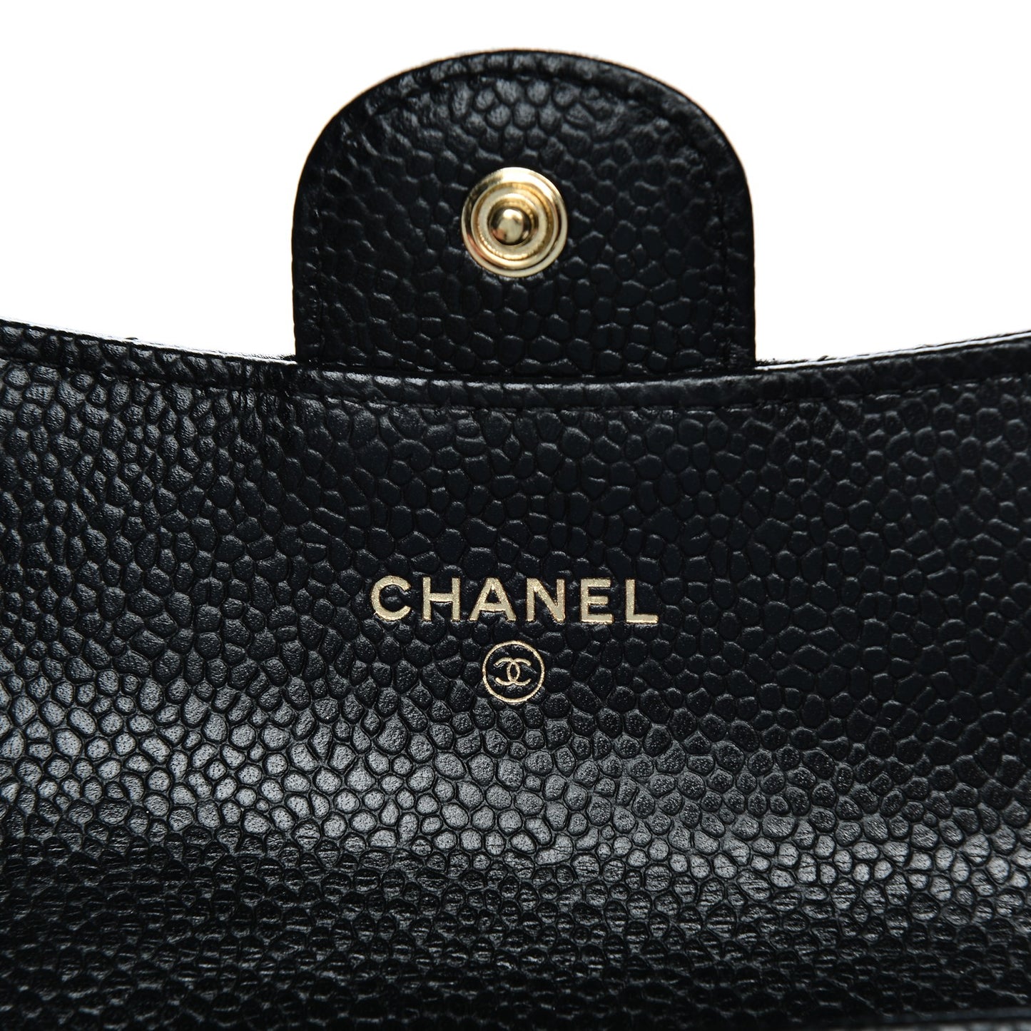 Caviar Quilted Flap Card Holder Black