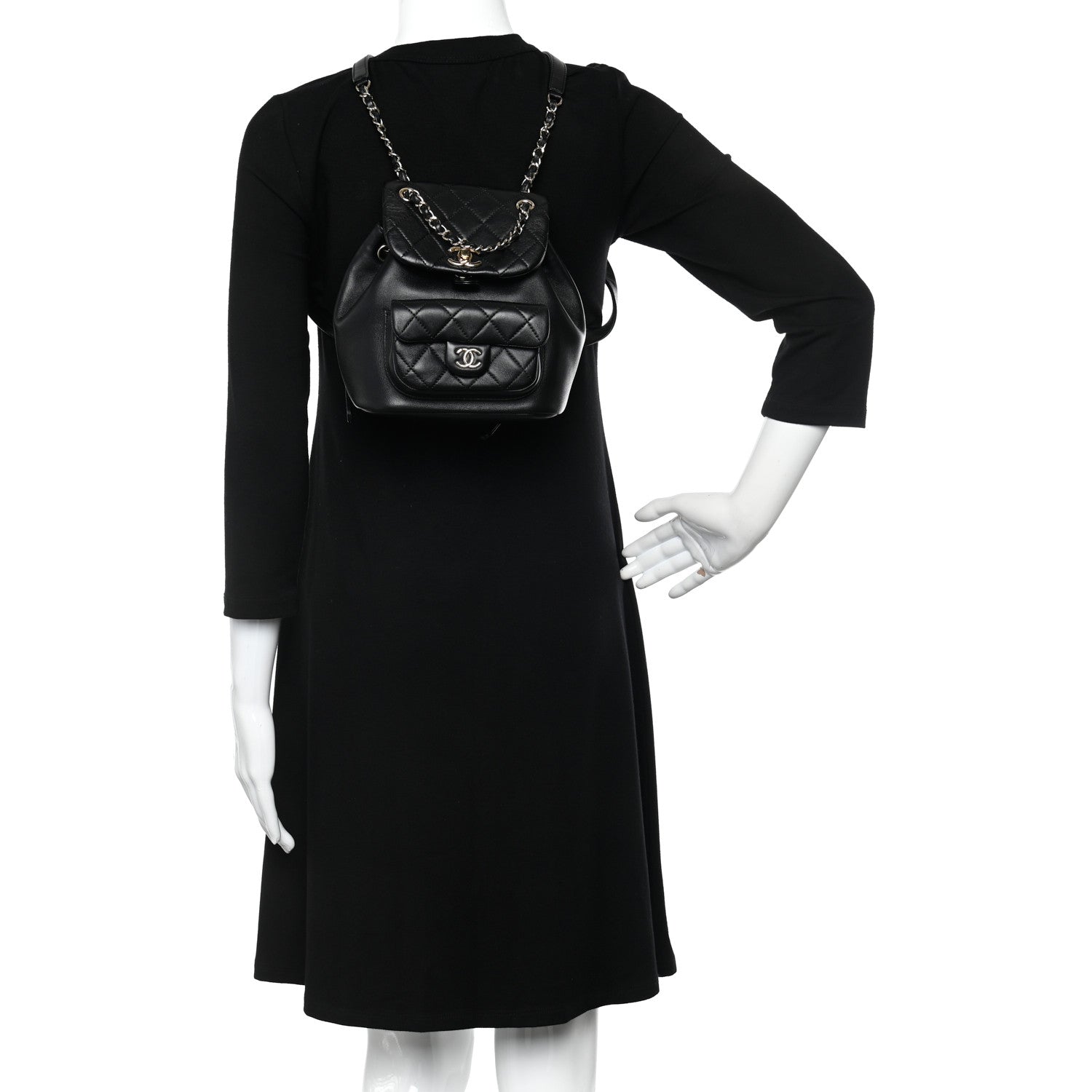 Chanel Lambskin Quilted Small Duma Drawstring Backpack Black 2 of 12