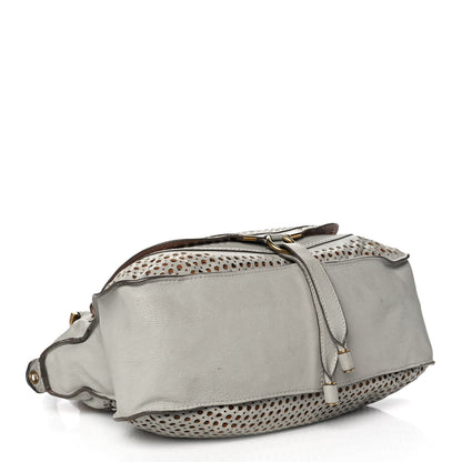 Chloe Calfskin Perforated Medium Marcie Satchel Grey 3 of 12