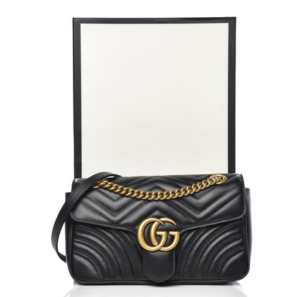 Gucci Calfskin Matelasse Small GG Marmont Shoulder Bag Black 9 of 9
