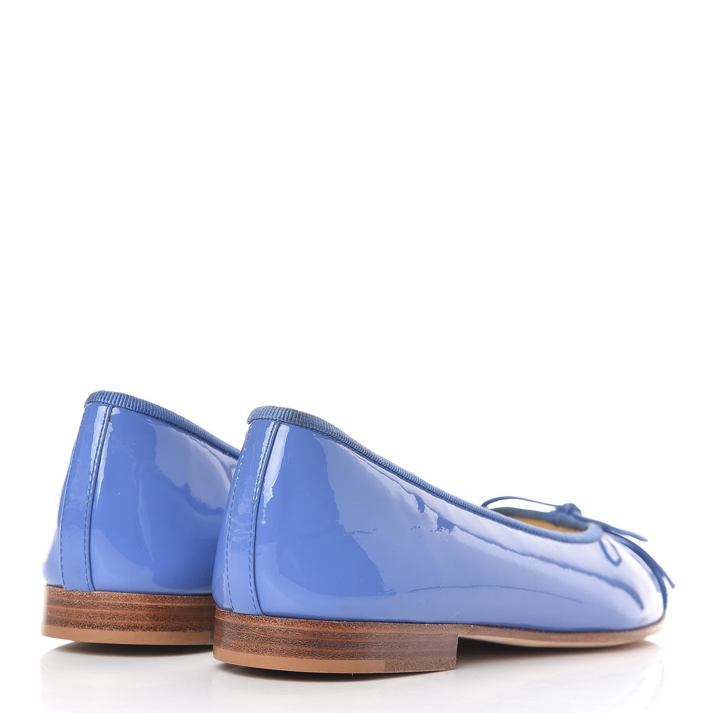 Patent Calfskin CC Cap Toe Ballerina Flats 36 Blue