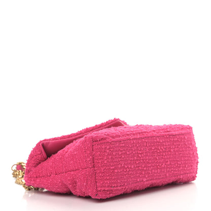 Saint Laurent Boucle Tweed Quilted Toy Loulou Puffer Monogram Chain Satchel Magenta 4 of 9