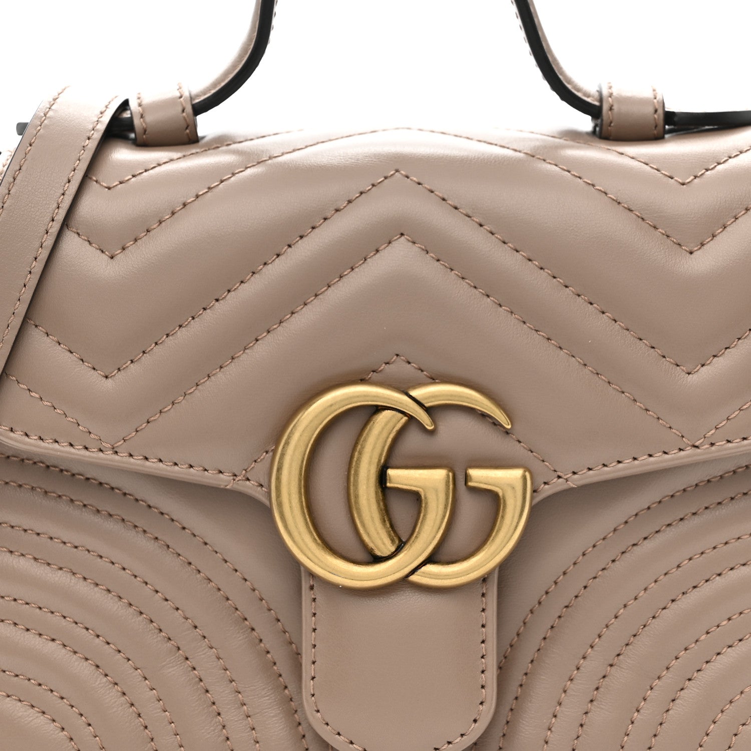 Gucci Calfskin Matelasse Mini GG Marmont Top Handle Shoulder Bag