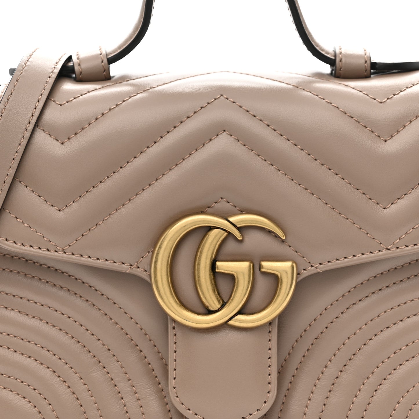 Calfskin Matelasse Mini GG Marmont Top Handle Shoulder Bag Porcelain Rose