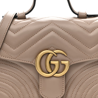 Gucci Calfskin Matelasse Mini GG Marmont Top Handle Shoulder Bag Porcelain Rose 8 of 10