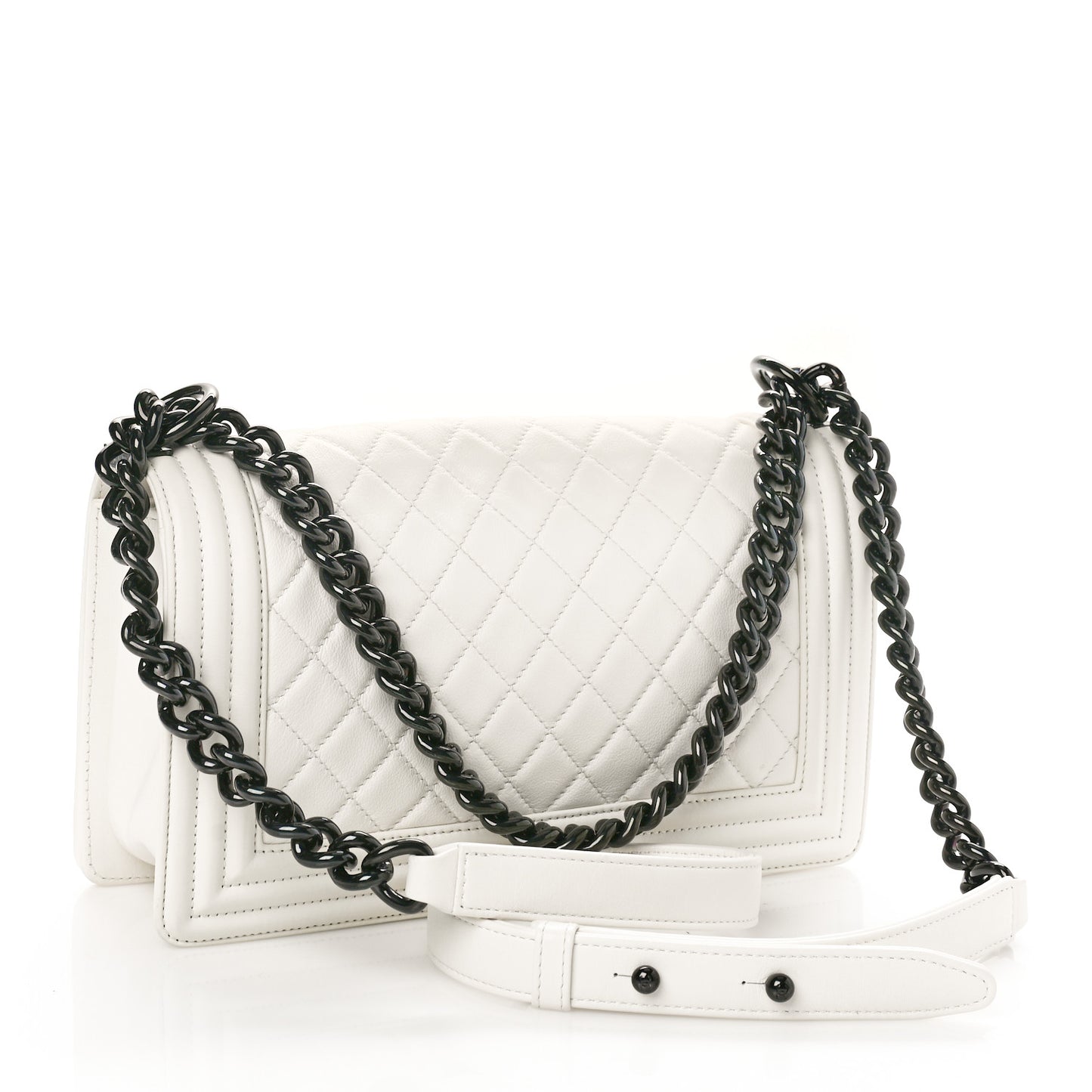 Calfskin Quilted Medium Boy Flap White