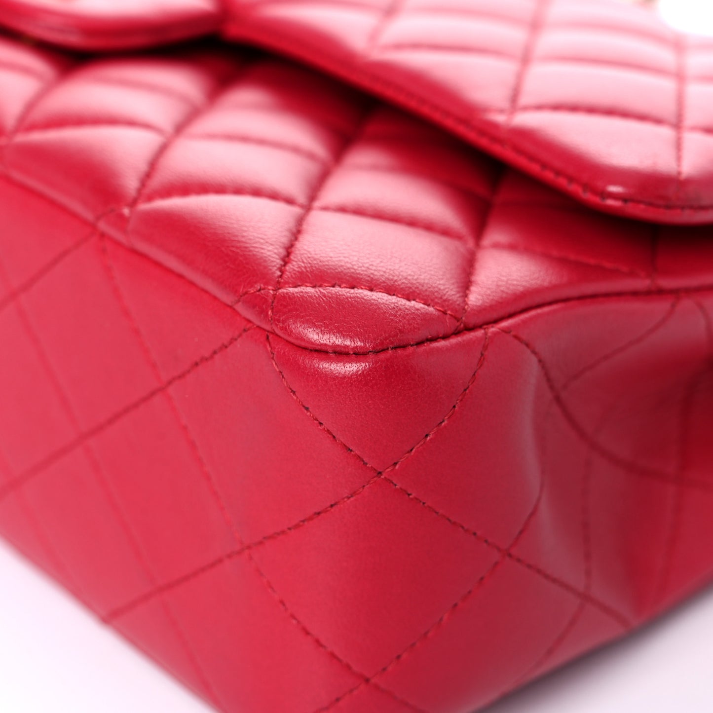 Lambskin Quilted Medium Double Flap Dark Pink