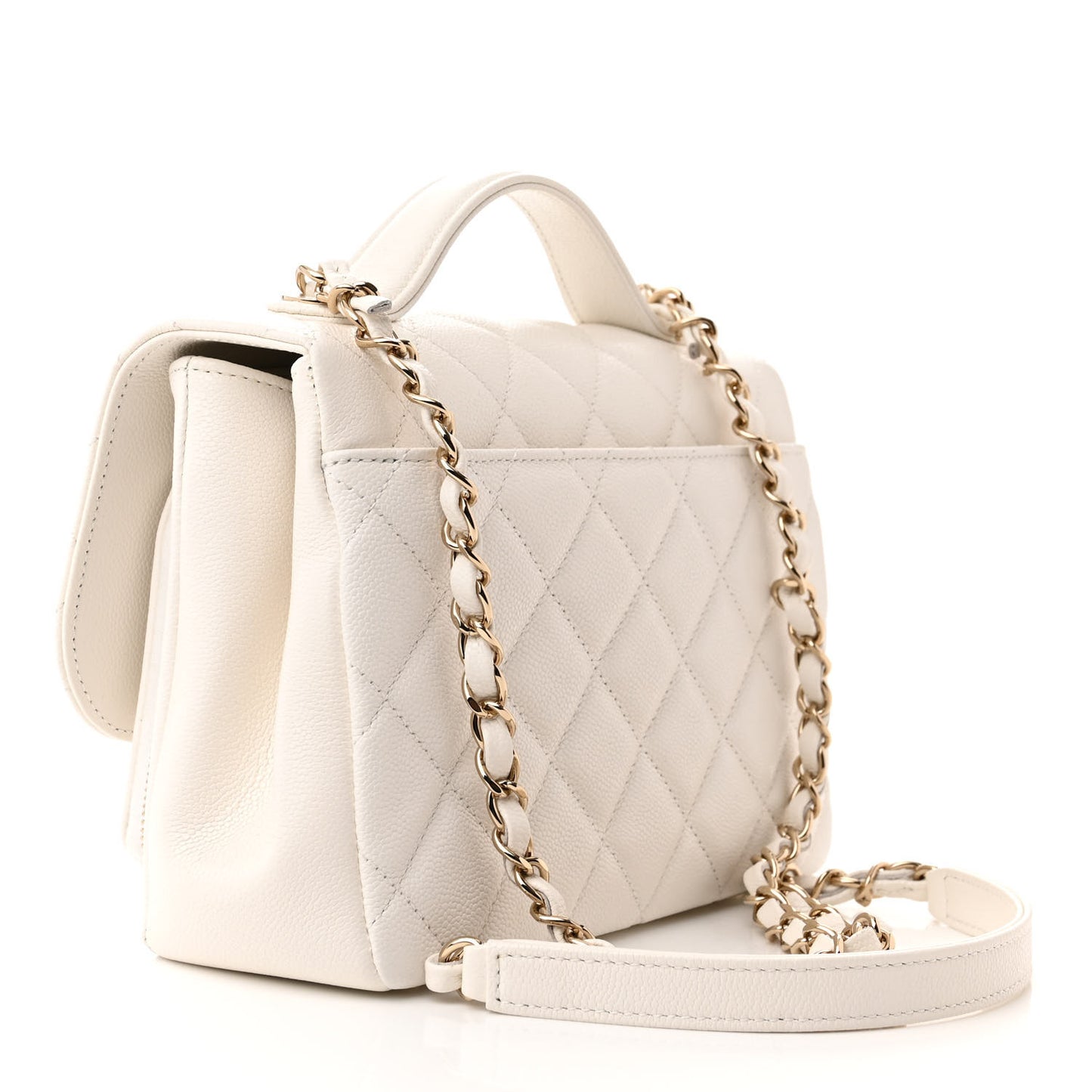 Caviar Quilted Medium Business Affinity Flap White