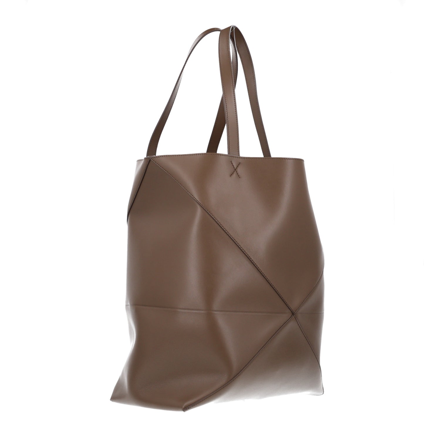 Shiny Calfskin Large Puzzle Fold Tote Khaki Green