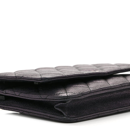 Chanel Iridescent Caviar Quilted Wallet on Chain WOC Dark Blue 10 of 11