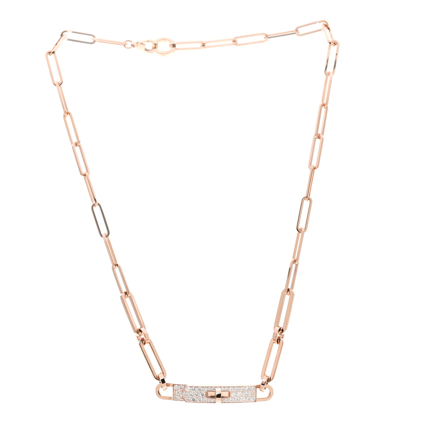 18K Rose Gold Diamond Pave Kelly Chaine Choker Necklace