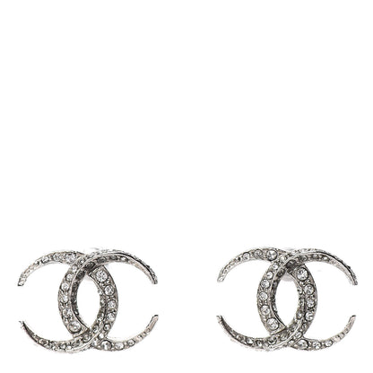 Chanel Crystal CC Moon Earrings Silver 1 of 4