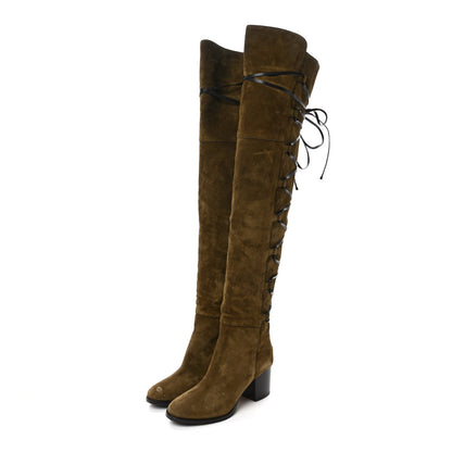Jimmy Choo Suede Mayfair 65 Boots 35.5 Olive 3 of 10