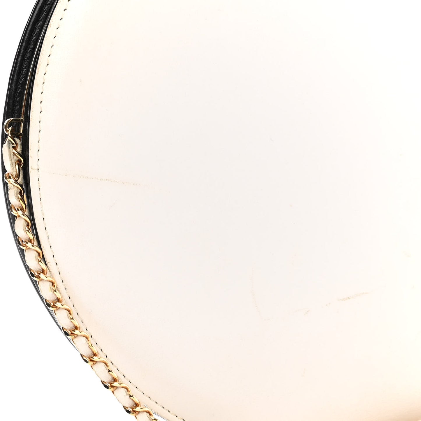 Lambskin Kisslock Round Bag Black White