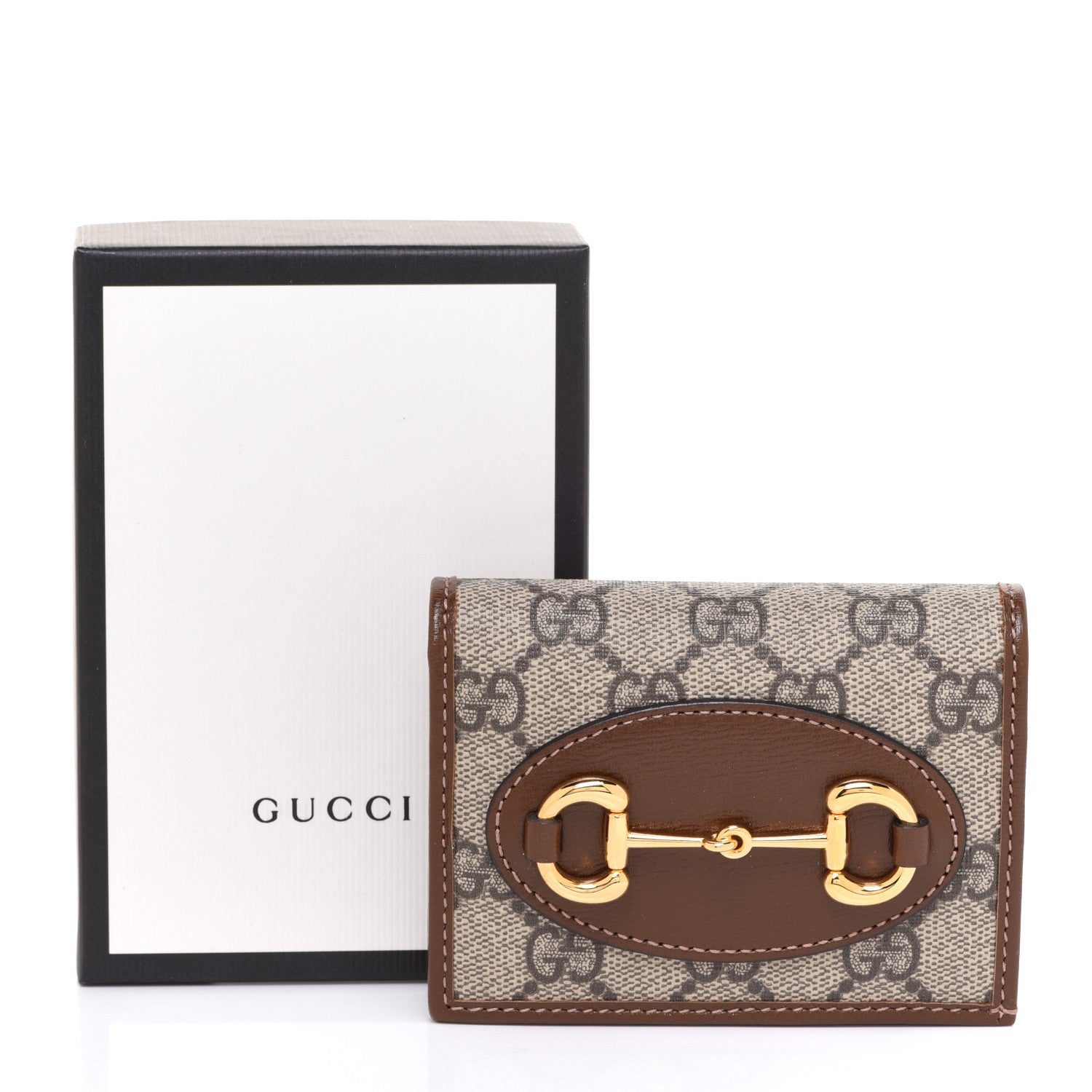 Gucci GG Supreme Monogram Horsebit 1955 Card Case Wallet Beige Ebony Brown Sugar 8 of 8