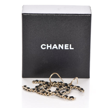 Chanel Satin CC Chain Earrings Light Gold Black 5 of 5