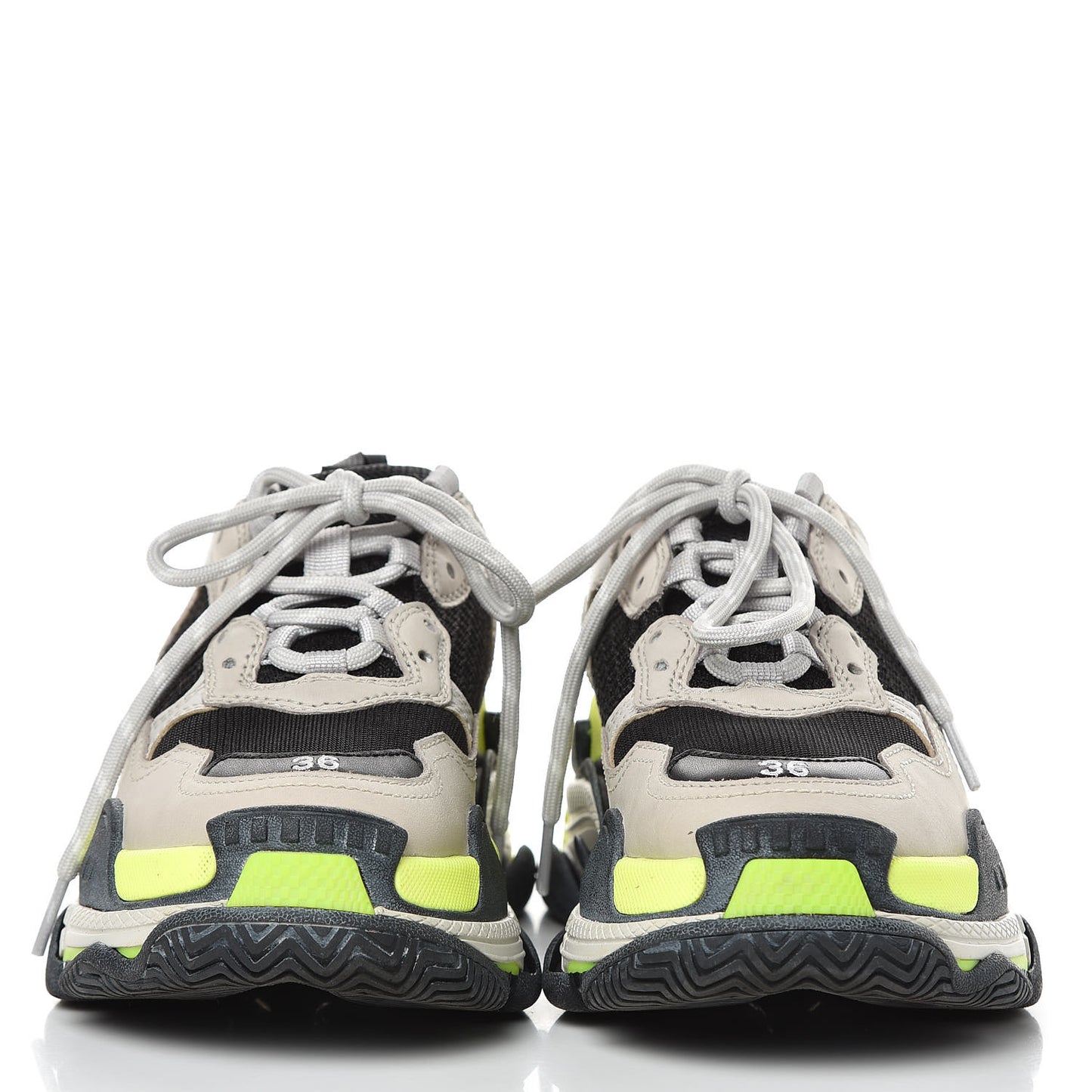 Fabric Mesh Womens Triple S Sneakers 36 Grey Black Jaune Fluo