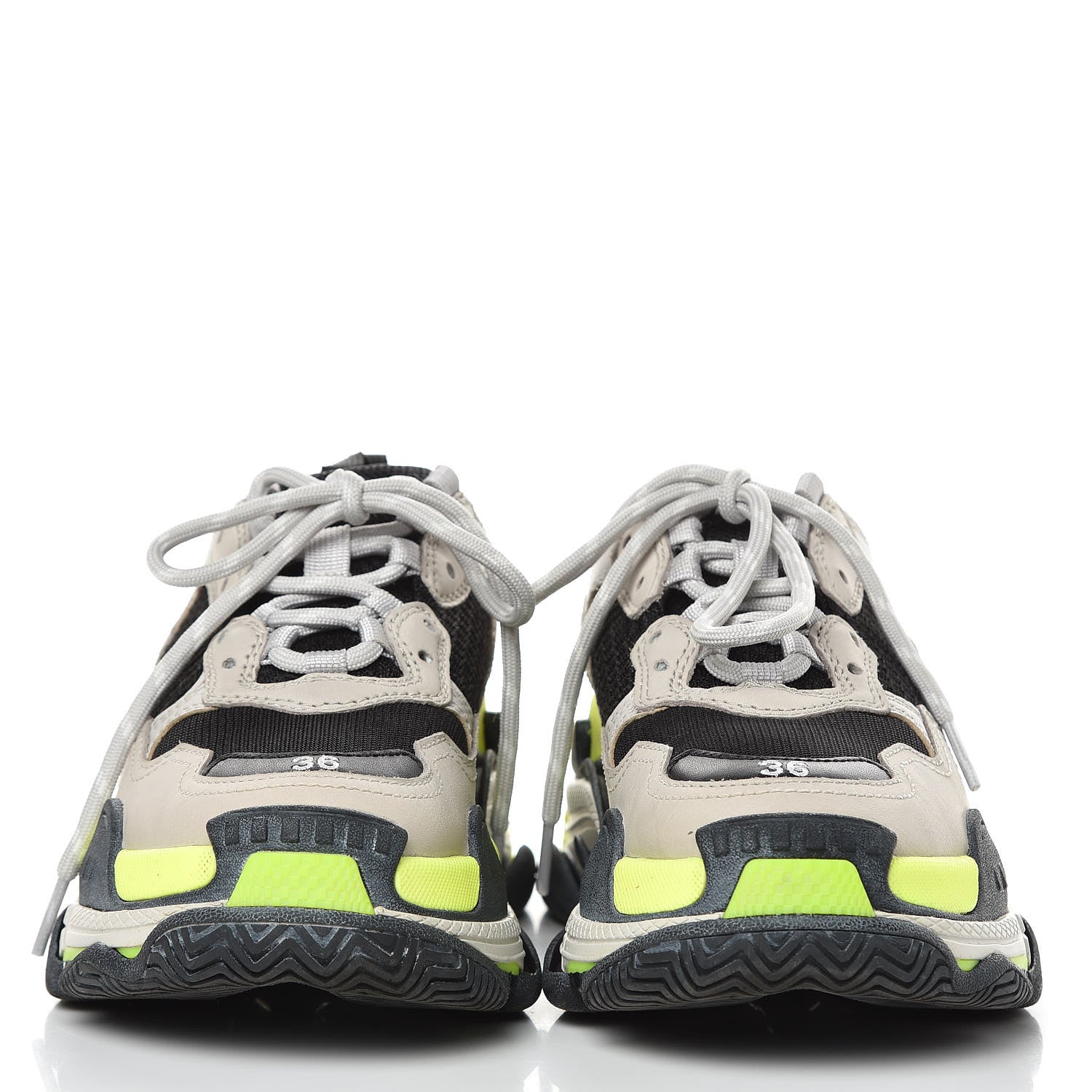 Balenciaga Fabric Mesh Womens Triple S Sneakers 36 Grey Black Jaune Fluo 2 of 8