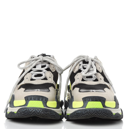 Balenciaga Fabric Mesh Womens Triple S Sneakers 36 Grey Black Jaune Fluo 2 of 8
