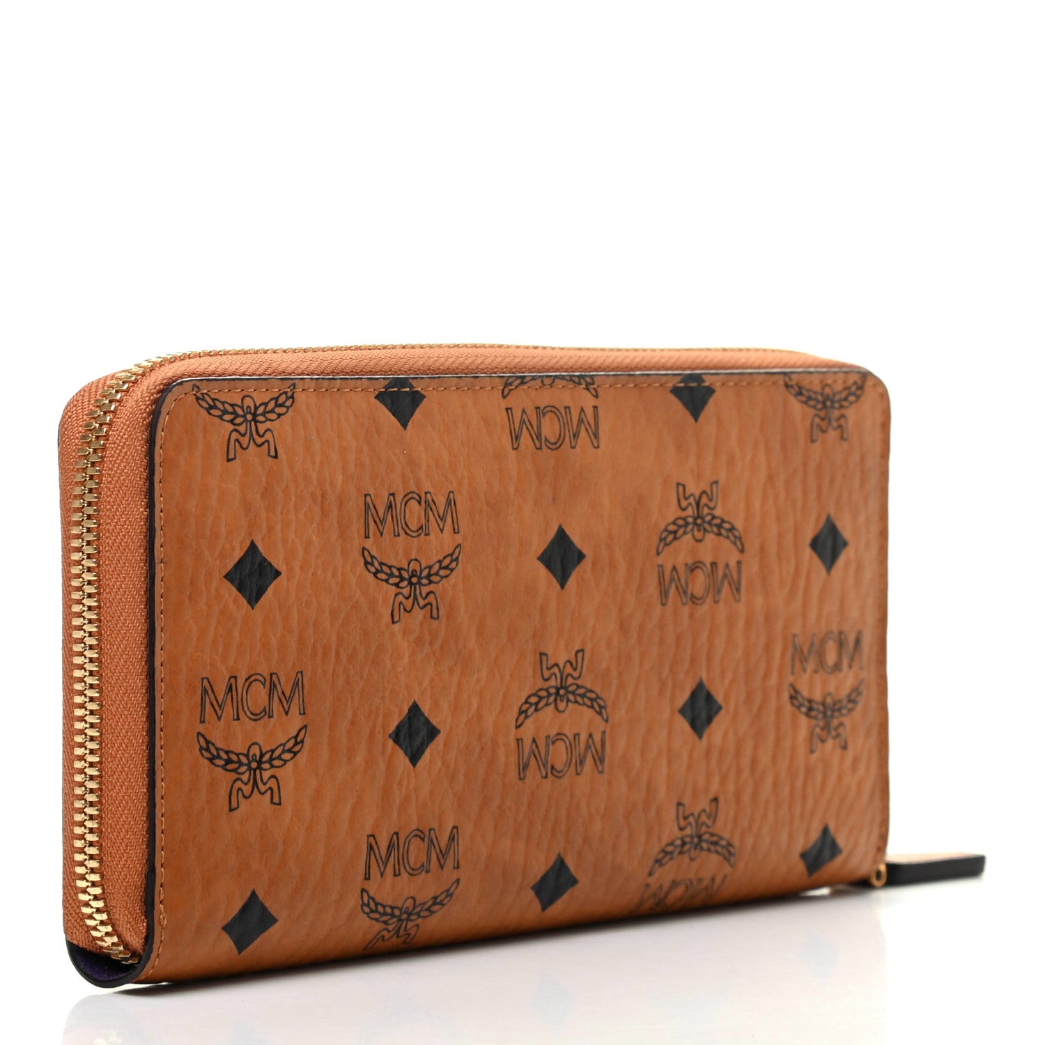 MCM ウォレット　タイムセール❗️ MCM Visetos Heritage Large Zip Around Wallet Cognac 784244