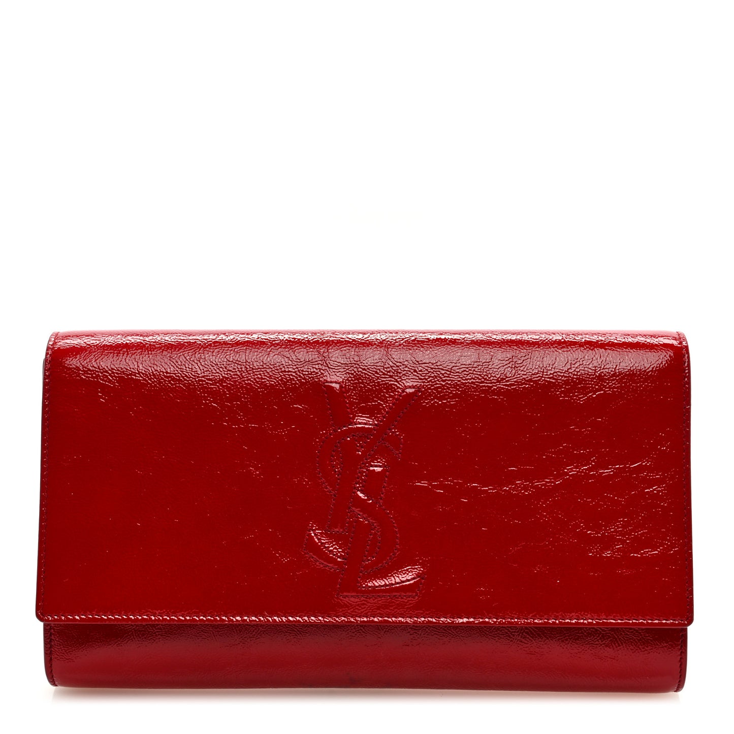 Textured Patent Monogram Large Belle De Jour Clutch Red