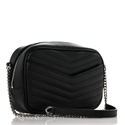 Saint Laurent Grain De Poudre Matelasse Monogram Mini Lou Camera Bag Black 2 of 8