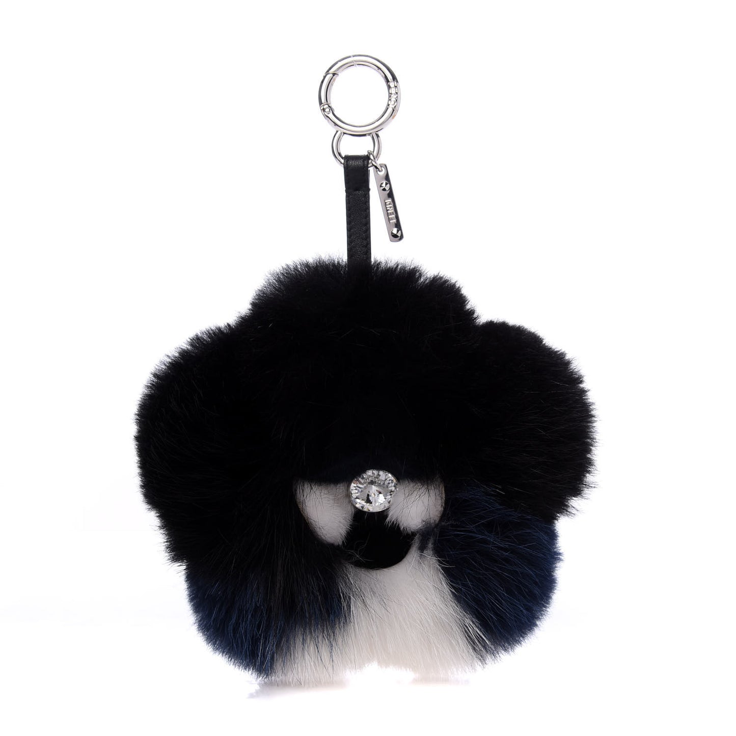 Fox Mink Fur Flowerland Bag Charm Black Blue White