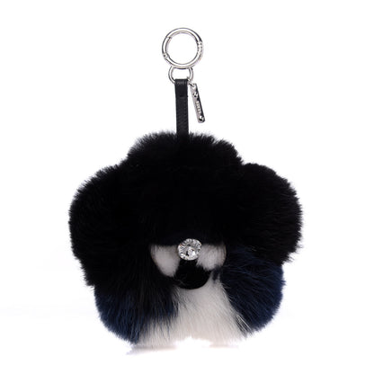 Fendi Fox Mink Fur Flowerland Bag Charm Black Blue White 1 of 5