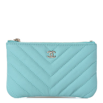 Chanel Caviar Chevron Quilted Small Cosmetic Case Green 1 of 8