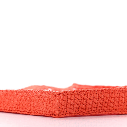 Prada Yarn Raffia Effect Crochet Logo Embroidered Tote Bag Arancio 7 of 9