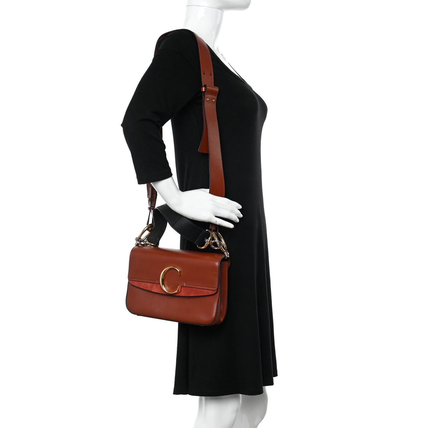 Calfskin Small C Double Carry Sepia Brown