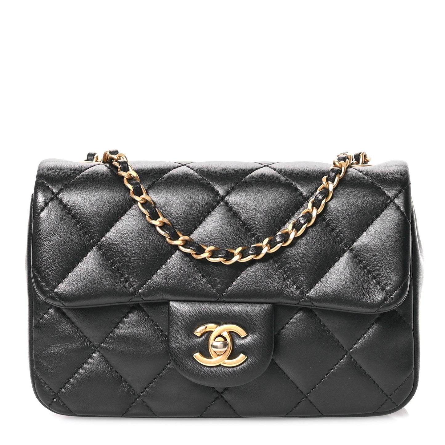 Lambskin Quilted Mini Heart Charms Flap Black