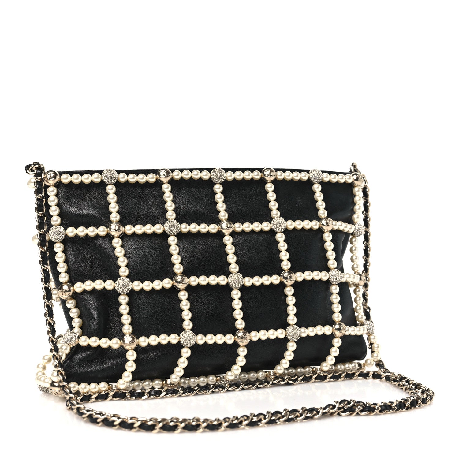 Chanel Lambskin Pearl Frame Shoulder Bag Black 3 of 10