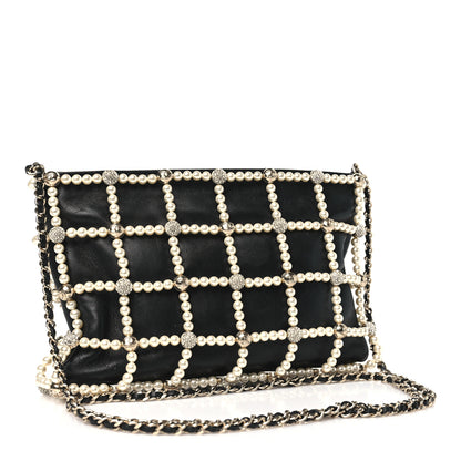 Chanel Lambskin Pearl Frame Shoulder Bag Black 3 of 10