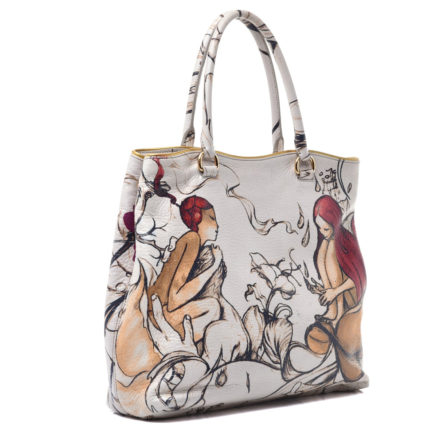 X JAMES JEAN Cervo Lux Fairy Print Large Tote Prugna