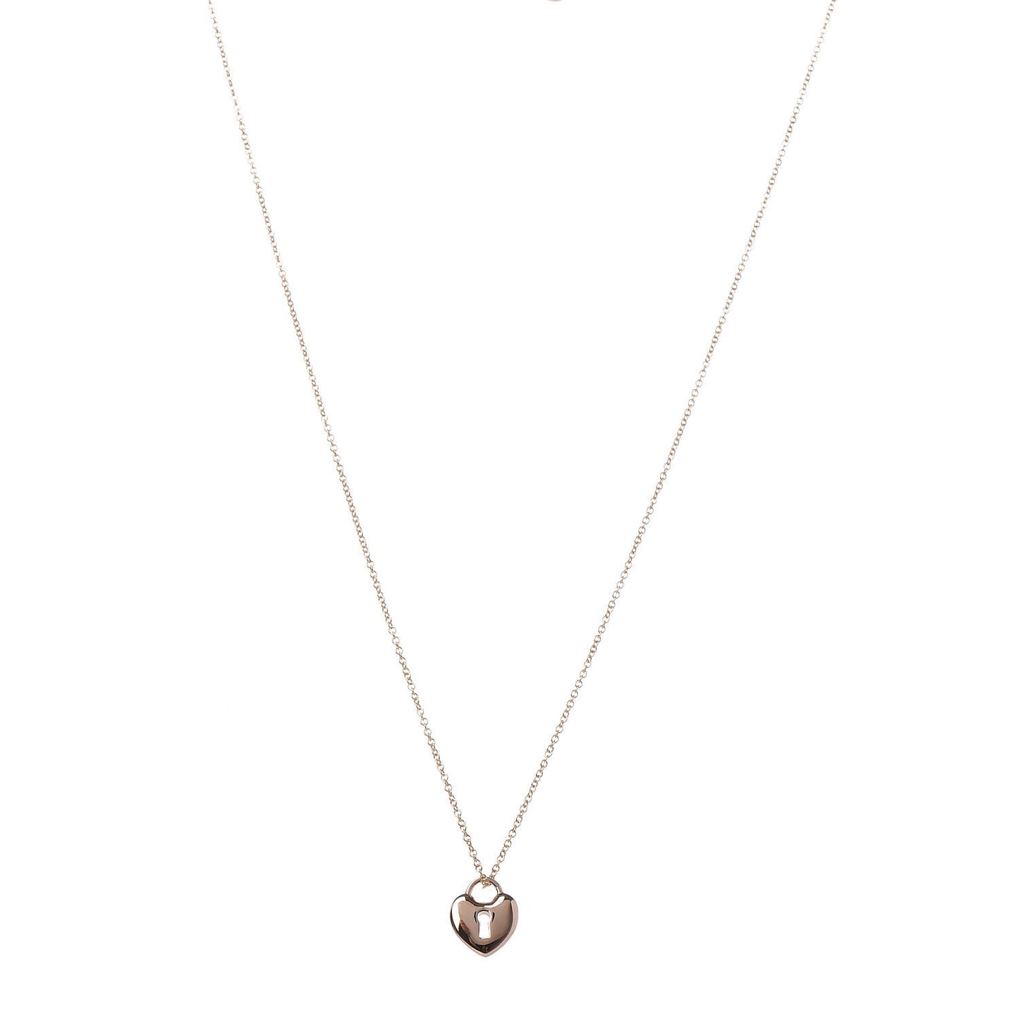 18K Rose Gold Mini Heart Lock Pendant Necklace