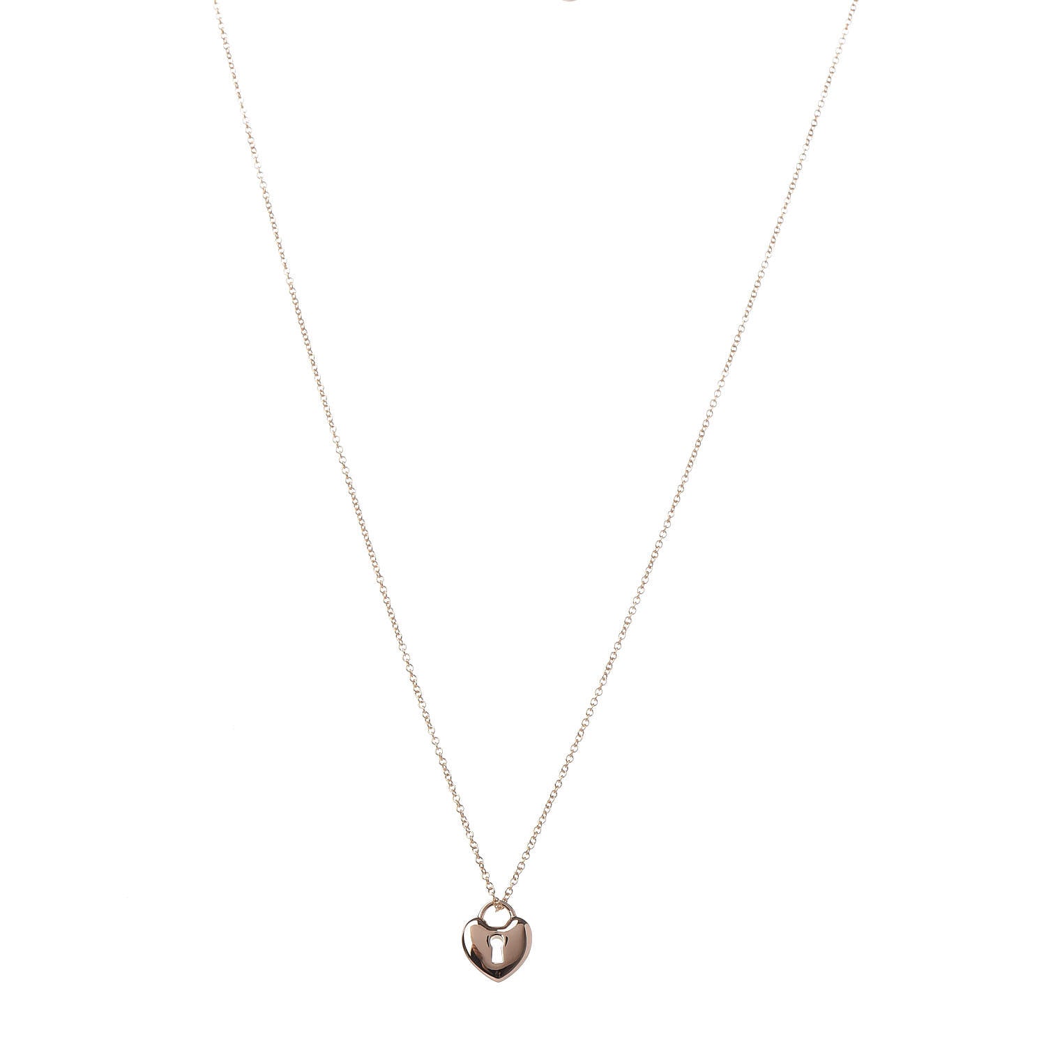 Tiffany 18K Rose Gold Mini Heart Lock Pendant Necklace 1 of 8