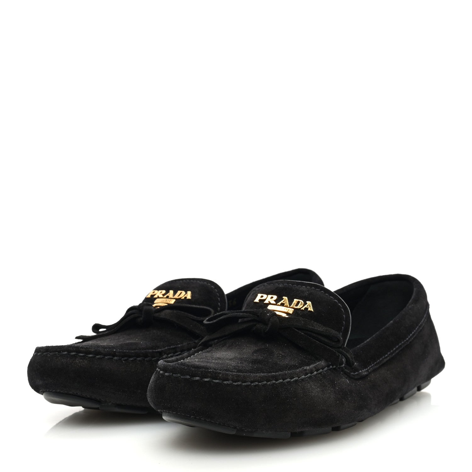 Prada Suede Metal Driving Loafers 36 Black 3 of 8