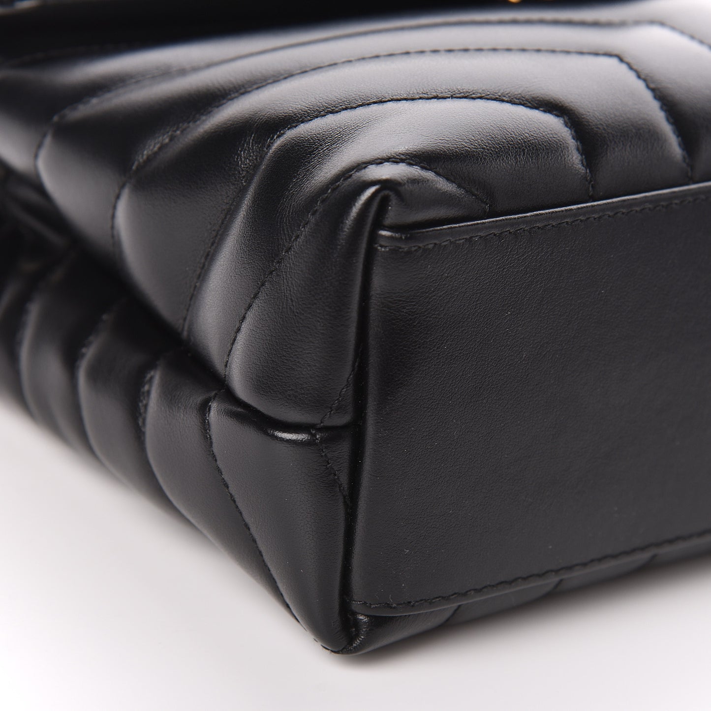 Calfskin Y Quilted Monogram Small Loulou Chain Satchel Black