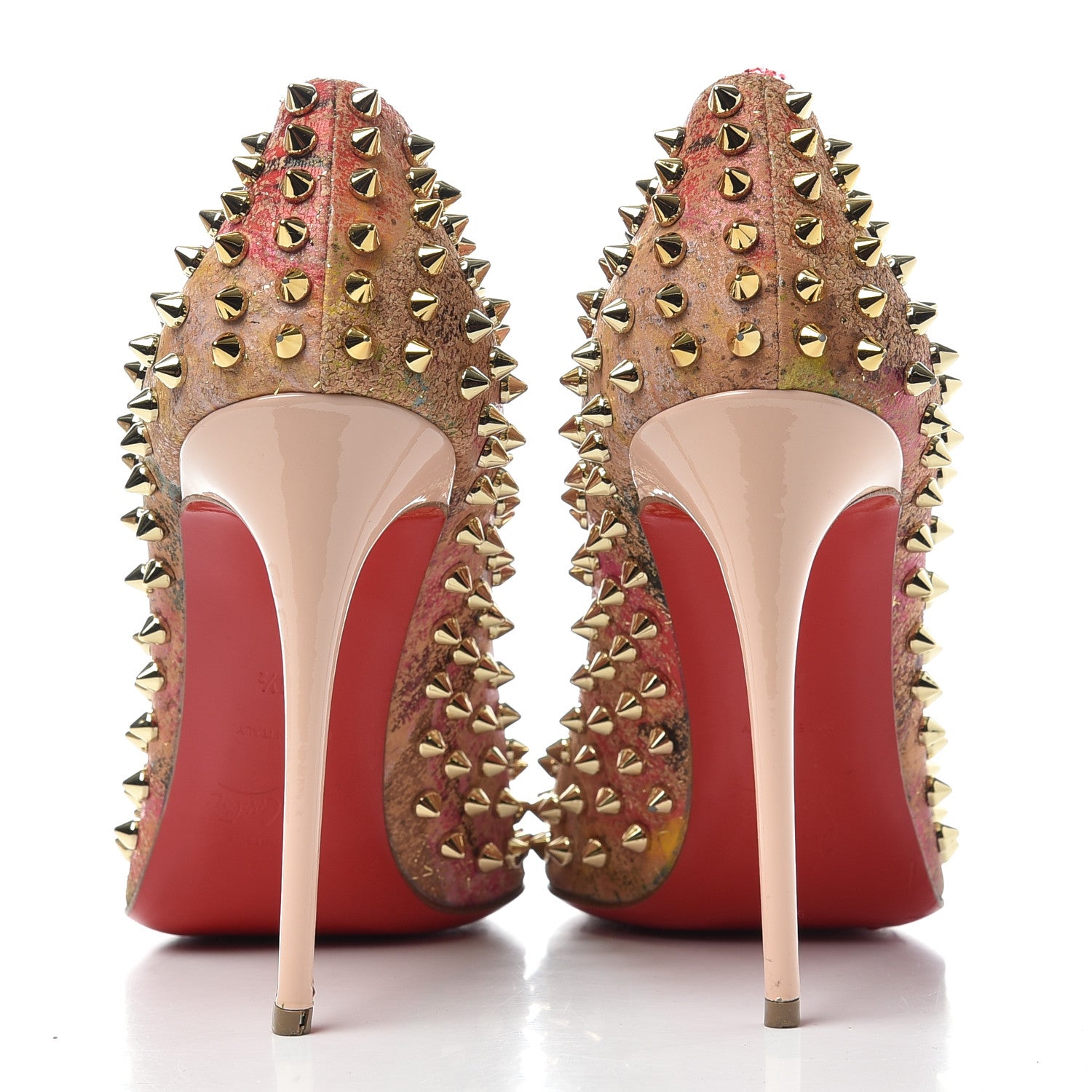 Christian Louboutin Cork Patent Bloom Print Follies Spikes 100 Pumps 40.5 Version Multicolor 7 of 10