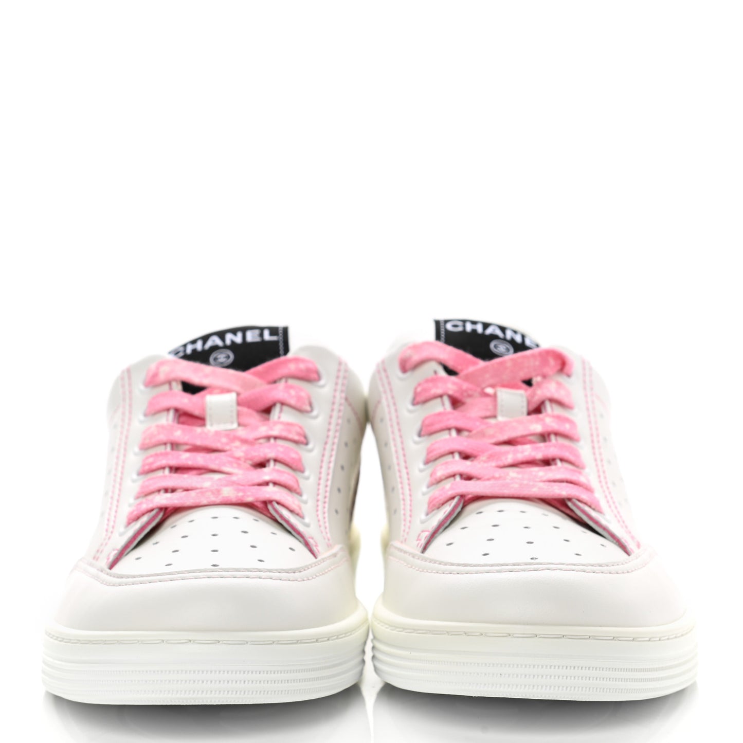 Calfskin Womens Logo Sneakers 39 White Pink
