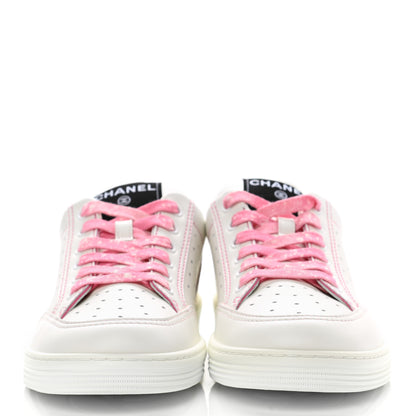 Chanel Calfskin Womens Logo Sneakers 39 White Pink 2 of 8