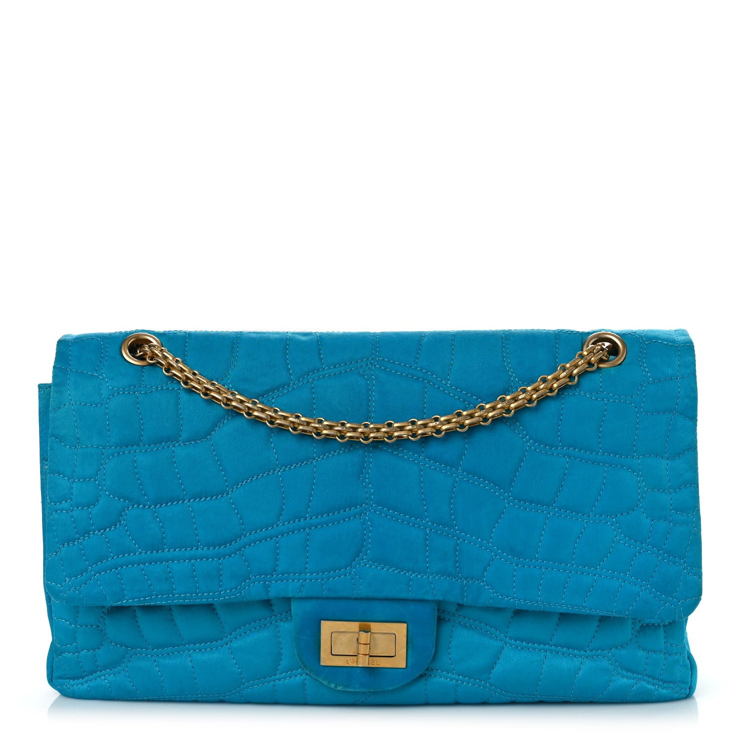 Chanel Satin Coco's Croc 2.55 Reissue 227 Flap Turquoise 1 of 12
